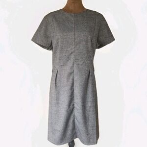 NWT‎ H&M Plaid Career Dress Short Sleeve Work Office Sheath Size Med Gray